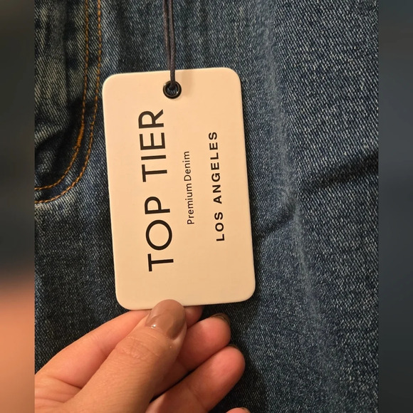 Dark Washed Mom Jeans With Rolled Up Denim - Picture 6 of 13